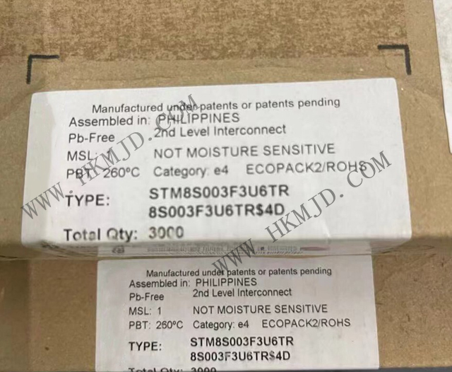 供應8位微控制器 STM8S003F3U6TR 具有8 KB Flash、16 MHz CPU和集成EEPROM