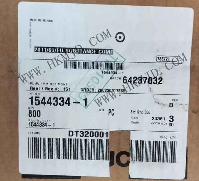 【TE泰科】汽車連接器 1544334-1 2 位置 體座 連接器 公型，接片 黑色 0.315