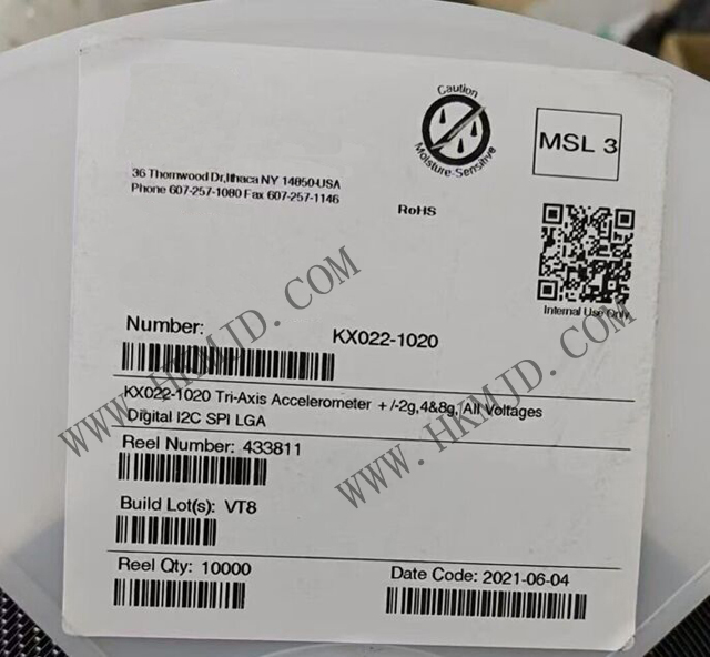 運(yùn)動(dòng)傳感器_KX022-1020_加速計(jì) X，Y，Z 軸 ±2g，4g，8g 0.39Hz ~ 800Hz 12-LGA