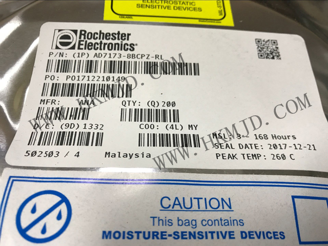 AD7173-8BCPZ：8/16通道、31.25kSPS、24位Σ-Δ型ADC