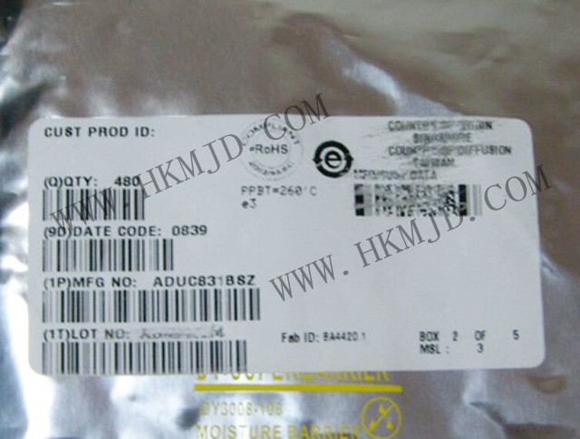 ADUC831BSZ：具有嵌入式62 KB閃存MCU的MicroConverter?、12位ADC和DAC