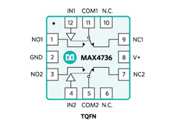 MAX4736ETC：一款低電壓、單電源、雙路SPDT模擬開關