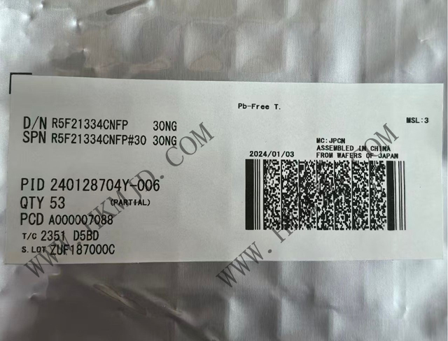 瑞薩電子【MCU芯片】R5F21334CNFP 16位微控制器，采用R8C CPU內(nèi)核