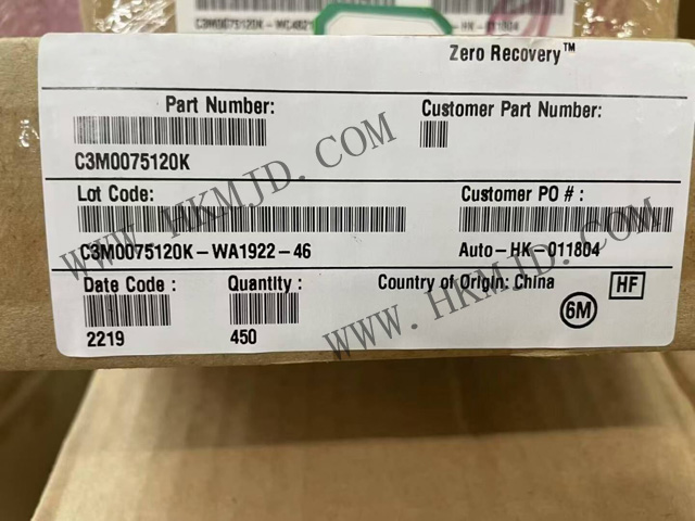 現(xiàn)貨供應(yīng) Wolfspeed C3M0075120K 1200V SiC MOSFET，75mΩ 低導(dǎo)通電阻