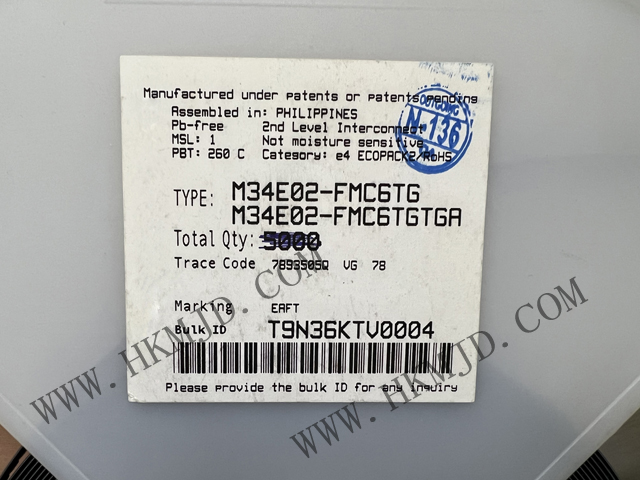 【ST】存儲(chǔ)芯片_M34E02-FMC6TG_2 Kbit I2C總線串行EEPROM